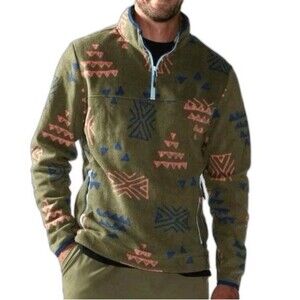 Chubbies Quarter Zip Fleece Sweater Mens Size Small The Naturalist Aztec Print